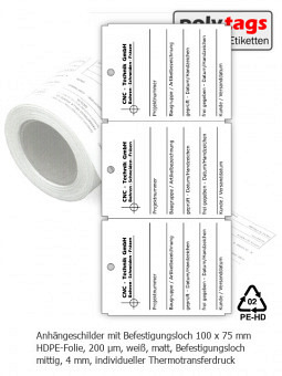 Anhängeschilder 1075 TTD mit Befestigu..